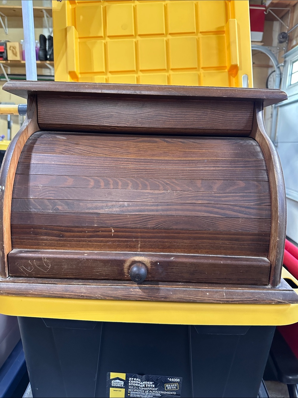 Vintage rare wooden roll top bread box